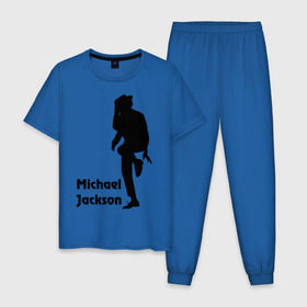 Мужская пижама хлопок с принтом Michael Jackson (15) в Тюмени, 100% хлопок | брюки и футболка прямого кроя, без карманов, на брюках мягкая резинка на поясе и по низу штанин
 | Тематика изображения на принте: michael jackson | pop | король | легенда | майкл джексон | поп | силуэт