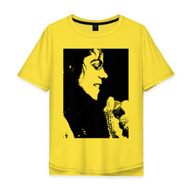 Мужская футболка хлопок Oversize с принтом Michael Jackson (14) в Тюмени, 100% хлопок | свободный крой, круглый ворот, “спинка” длиннее передней части | michael jackson | pop | король | легенда | майкл джексон | майкл джексонпортрет | поп