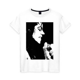 Женская футболка хлопок с принтом Michael Jackson (14) в Тюмени, 100% хлопок | прямой крой, круглый вырез горловины, длина до линии бедер, слегка спущенное плечо | michael jackson | pop | король | легенда | майкл джексон | майкл джексонпортрет | поп