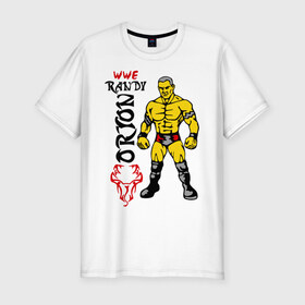 Мужская футболка премиум с принтом WWE Randy ORTON в Тюмени, 92% хлопок, 8% лайкра | приталенный силуэт, круглый вырез ворота, длина до линии бедра, короткий рукав | mixfight | wwe | бои без правил | микс файт | миксфайт | рестлер | рэнди