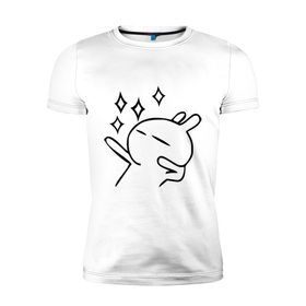 Мужская футболка премиум с принтом Disco rabbit в Тюмени, 92% хлопок, 8% лайкра | приталенный силуэт, круглый вырез ворота, длина до линии бедра, короткий рукав | Тематика изображения на принте: disco rabbit | диско кролик | дискотека | кролик