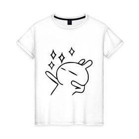 Женская футболка хлопок с принтом Disco rabbit в Тюмени, 100% хлопок | прямой крой, круглый вырез горловины, длина до линии бедер, слегка спущенное плечо | disco rabbit | диско кролик | дискотека | кролик