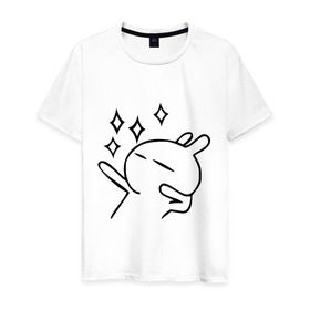 Мужская футболка хлопок с принтом Disco rabbit в Тюмени, 100% хлопок | прямой крой, круглый вырез горловины, длина до линии бедер, слегка спущенное плечо. | Тематика изображения на принте: disco rabbit | диско кролик | дискотека | кролик