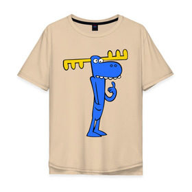 Мужская футболка хлопок Oversize с принтом Лось в Тюмени, 100% хлопок | свободный крой, круглый ворот, “спинка” длиннее передней части | Тематика изображения на принте: happy tree friends | лось