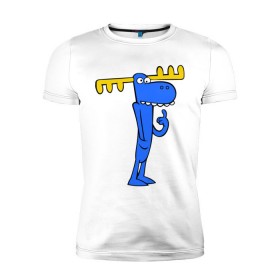 Мужская футболка премиум с принтом Лось в Тюмени, 92% хлопок, 8% лайкра | приталенный силуэт, круглый вырез ворота, длина до линии бедра, короткий рукав | Тематика изображения на принте: happy tree friends | лось