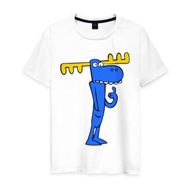 Мужская футболка хлопок с принтом Лось в Тюмени, 100% хлопок | прямой крой, круглый вырез горловины, длина до линии бедер, слегка спущенное плечо. | happy tree friends | лось