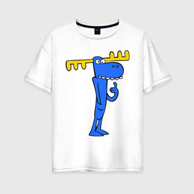 Женская футболка хлопок Oversize с принтом Лось в Тюмени, 100% хлопок | свободный крой, круглый ворот, спущенный рукав, длина до линии бедер
 | happy tree friends | лось