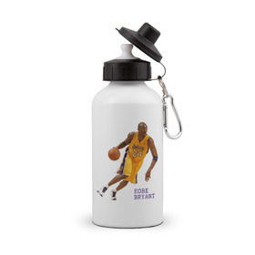 Бутылка спортивная с принтом Kobe Bryant - Lakers в Тюмени, металл | емкость — 500 мл, в комплекте две пластиковые крышки и карабин для крепления | kobe bryant | lakers | nba | баскет | коби брайнт | нба
