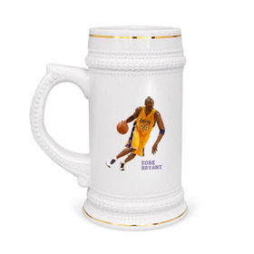 Кружка пивная с принтом Kobe Bryant - Lakers в Тюмени,  керамика (Материал выдерживает высокую температуру, стоит избегать резкого перепада температур) |  объем 630 мл | kobe bryant | lakers | nba | баскет | коби брайнт | нба