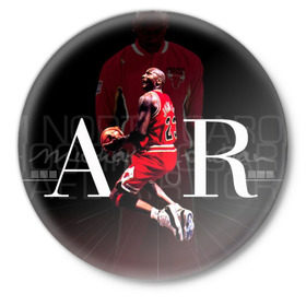 Значок с принтом Michael Jordan в Тюмени,  металл | круглая форма, металлическая застежка в виде булавки | basket | basketball | michael jordan | баскет | баскетбол | майкл джордан