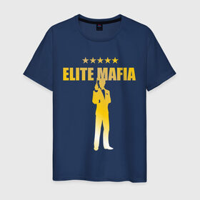Мужская футболка хлопок с принтом Элитная мафия в Тюмени, 100% хлопок | прямой крой, круглый вырез горловины, длина до линии бедер, слегка спущенное плечо. | elite mafia | gangsters | mafia | гангстеры | золото | мафия | элитная мафия