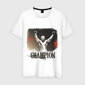 Мужская футболка хлопок с принтом Box Champion в Тюмени, 100% хлопок | прямой крой, круглый вырез горловины, длина до линии бедер, слегка спущенное плечо. | Тематика изображения на принте: 