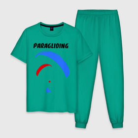 Мужская пижама хлопок с принтом Paragliding в Тюмени, 100% хлопок | брюки и футболка прямого кроя, без карманов, на брюках мягкая резинка на поясе и по низу штанин
 | paragliding | воздушный спорт | парашют | парашютизм
