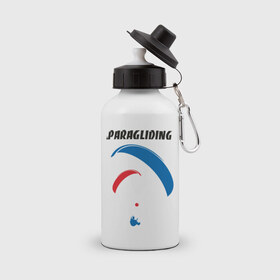 Бутылка спортивная с принтом Paragliding в Тюмени, металл | емкость — 500 мл, в комплекте две пластиковые крышки и карабин для крепления | paragliding | небо | парашют | парашютист | экстрим