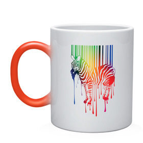 Кружка хамелеон с принтом Цветная зебра в Тюмени, керамика | меняет цвет при нагревании, емкость 330 мл | colors | зебра | цвета | штрих код | штрихкод