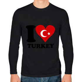 Мужской лонгслив хлопок с принтом I love turkey в Тюмени, 100% хлопок |  | i love turkey | полумесяц | турция | флаги | я люблю