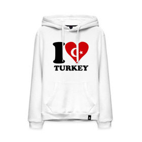 Мужская толстовка хлопок с принтом I love turkey в Тюмени, френч-терри, мягкий теплый начес внутри (100% хлопок) | карман-кенгуру, эластичные манжеты и нижняя кромка, капюшон с подкладом и шнурком | Тематика изображения на принте: i love turkey | полумесяц | турция | флаги | я люблю