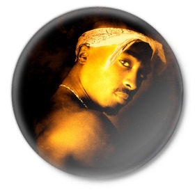 Значок с принтом Tupac в Тюмени,  металл | круглая форма, металлическая застежка в виде булавки | 2pac | gangsta | gansta | hip | hip hop | hop | rap | рэп | рэпчина | тупак | хип | хип хоп | хипхоп | хоп