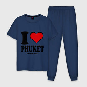 Мужская пижама хлопок с принтом I love Phuket в Тюмени, 100% хлопок | брюки и футболка прямого кроя, без карманов, на брюках мягкая резинка на поясе и по низу штанин
 | слон