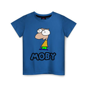 Детская футболка хлопок с принтом Moby в Тюмени, 100% хлопок | круглый вырез горловины, полуприлегающий силуэт, длина до линии бедер | Тематика изображения на принте: dj | moby | диджей | певцы | прикольные