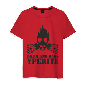 Мужская футболка хлопок с принтом Drum and bass yperite в Тюмени, 100% хлопок | прямой крой, круглый вырез горловины, длина до линии бедер, слегка спущенное плечо. | 