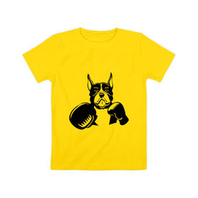 Детская футболка хлопок с принтом Boxing dog в Тюмени, 100% хлопок | круглый вырез горловины, полуприлегающий силуэт, длина до линии бедер | boxing dog | бойцовская собака | бокс | питбуль