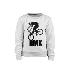 Детский свитшот хлопок с принтом BMX 3 в Тюмени, 100% хлопок | круглый вырез горловины, эластичные манжеты, пояс и воротник | bmx | free style | бмэкс | велик | вело | велосипедист | фристайл | экстрим | экстримальный