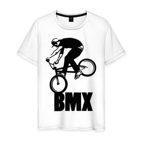 Мужская футболка хлопок с принтом BMX 3 в Тюмени, 100% хлопок | прямой крой, круглый вырез горловины, длина до линии бедер, слегка спущенное плечо. | bmx | free style | бмэкс | велик | вело | велосипедист | фристайл | экстрим | экстримальный
