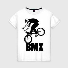 Женская футболка хлопок с принтом BMX 3 в Тюмени, 100% хлопок | прямой крой, круглый вырез горловины, длина до линии бедер, слегка спущенное плечо | bmx | free style | бмэкс | велик | вело | велосипедист | фристайл | экстрим | экстримальный