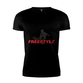 Мужская футболка премиум с принтом Free style BMX в Тюмени, 92% хлопок, 8% лайкра | приталенный силуэт, круглый вырез ворота, длина до линии бедра, короткий рукав | bmx | free style | бмэкс | велик | вело | велосипедист | фристайл | экстрим | экстримальный