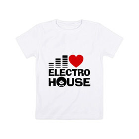 Детская футболка хлопок с принтом Electro house love в Тюмени, 100% хлопок | круглый вырез горловины, полуприлегающий силуэт, длина до линии бедер | эквалайзер