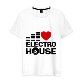 Мужская футболка хлопок с принтом Electro house love в Тюмени, 100% хлопок | прямой крой, круглый вырез горловины, длина до линии бедер, слегка спущенное плечо. | эквалайзер