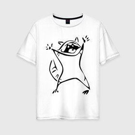 Женская футболка хлопок Oversize с принтом Енот в Тюмени, 100% хлопок | свободный крой, круглый ворот, спущенный рукав, длина до линии бедер
 | enot | животные