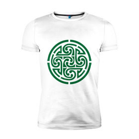 Мужская футболка премиум с принтом Кельтский круг в Тюмени, 92% хлопок, 8% лайкра | приталенный силуэт, круглый вырез ворота, длина до линии бедра, короткий рукав | кельтский куг | кельтский орнамент | круг из кельтских узоров.кельты