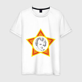 Мужская футболка хлопок с принтом Октябрёнок в Тюмени, 100% хлопок | прямой крой, круглый вырез горловины, длина до линии бедер, слегка спущенное плечо. | комсомол | октябренок | октябрята | советский | союз | ссср
