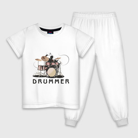 Детская пижама хлопок с принтом Drummer в Тюмени, 100% хлопок |  брюки и футболка прямого кроя, без карманов, на брюках мягкая резинка на поясе и по низу штанин
 | drummer | барабанщик | барабаны | драммер | ударник | ударные