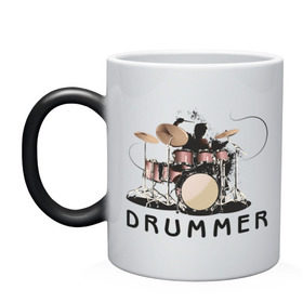 Кружка хамелеон с принтом Drummer в Тюмени, керамика | меняет цвет при нагревании, емкость 330 мл | dnb | drummer | барабанщик | барабаны | драм н басс | драммер | драмнбас | ударник | ударные