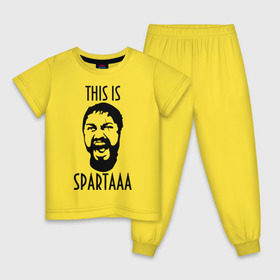 Детская пижама хлопок с принтом This is Spartaaa (2) в Тюмени, 100% хлопок |  брюки и футболка прямого кроя, без карманов, на брюках мягкая резинка на поясе и по низу штанин
 | 300 спартанцев | this is sparta | король леонид | леонид | это спарта