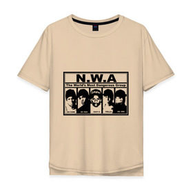 Мужская футболка хлопок Oversize с принтом NWA в Тюмени, 100% хлопок | свободный крой, круглый ворот, “спинка” длиннее передней части | хип хоп