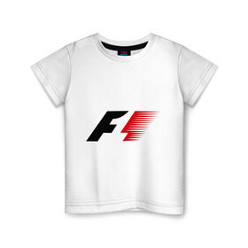 Детская футболка хлопок с принтом Formula 1 в Тюмени, 100% хлопок | круглый вырез горловины, полуприлегающий силуэт, длина до линии бедер | Тематика изображения на принте: формула 1