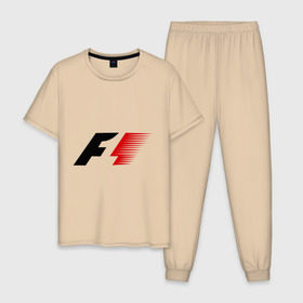 Мужская пижама хлопок с принтом Formula 1 в Тюмени, 100% хлопок | брюки и футболка прямого кроя, без карманов, на брюках мягкая резинка на поясе и по низу штанин
 | Тематика изображения на принте: формула 1