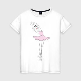 Женская футболка хлопок с принтом Балерина (2) в Тюмени, 100% хлопок | прямой крой, круглый вырез горловины, длина до линии бедер, слегка спущенное плечо | балерина | балет | искусство | театр