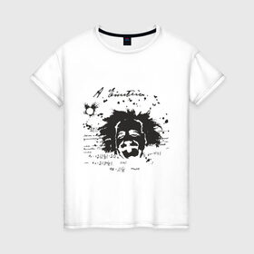 Женская футболка хлопок с принтом Эйнштейн (2) в Тюмени, 100% хлопок | прямой крой, круглый вырез горловины, длина до линии бедер, слегка спущенное плечо | albert einstein. наука | альберт эйнштейн | ученый | эйнштейн