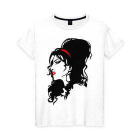 Женская футболка хлопок с принтом Amy Winehouse в Тюмени, 100% хлопок | прямой крой, круглый вырез горловины, длина до линии бедер, слегка спущенное плечо | Тематика изображения на принте: живая музыка | импровизация | певица | певица эми уайнхаус.джаз | саксофон