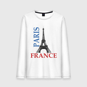 Мужской лонгслив хлопок с принтом Paris - France в Тюмени, 100% хлопок |  | france | paris | башня | башня в париже | париж | франция | эйфелева башня