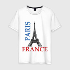 Мужская футболка хлопок с принтом Paris - France в Тюмени, 100% хлопок | прямой крой, круглый вырез горловины, длина до линии бедер, слегка спущенное плечо. | france | paris | башня | башня в париже | париж | франция | эйфелева башня