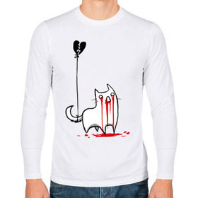 Мужской лонгслив хлопок с принтом Плачущий кот в Тюмени, 100% хлопок |  | Тематика изображения на принте: кот | плачущий кот