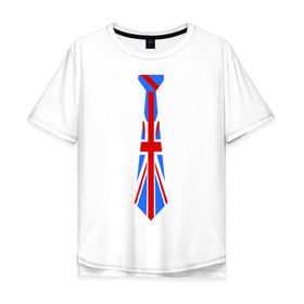 Мужская футболка хлопок Oversize с принтом Британский флаг на галстуке в Тюмени, 100% хлопок | свободный крой, круглый ворот, “спинка” длиннее передней части | Тематика изображения на принте: британский флаг
