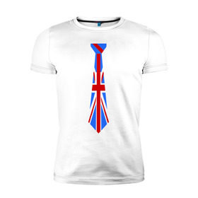 Мужская футболка премиум с принтом Британский флаг на галстуке в Тюмени, 92% хлопок, 8% лайкра | приталенный силуэт, круглый вырез ворота, длина до линии бедра, короткий рукав | Тематика изображения на принте: британский флаг