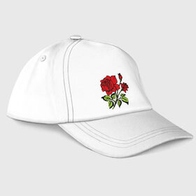 Бейсболка с принтом Роза в Тюмени, 100% хлопок | классический козырек, металлическая застежка-регулятор размера | Тематика изображения на принте: красная роза | роза | розочка | цветок | цветы